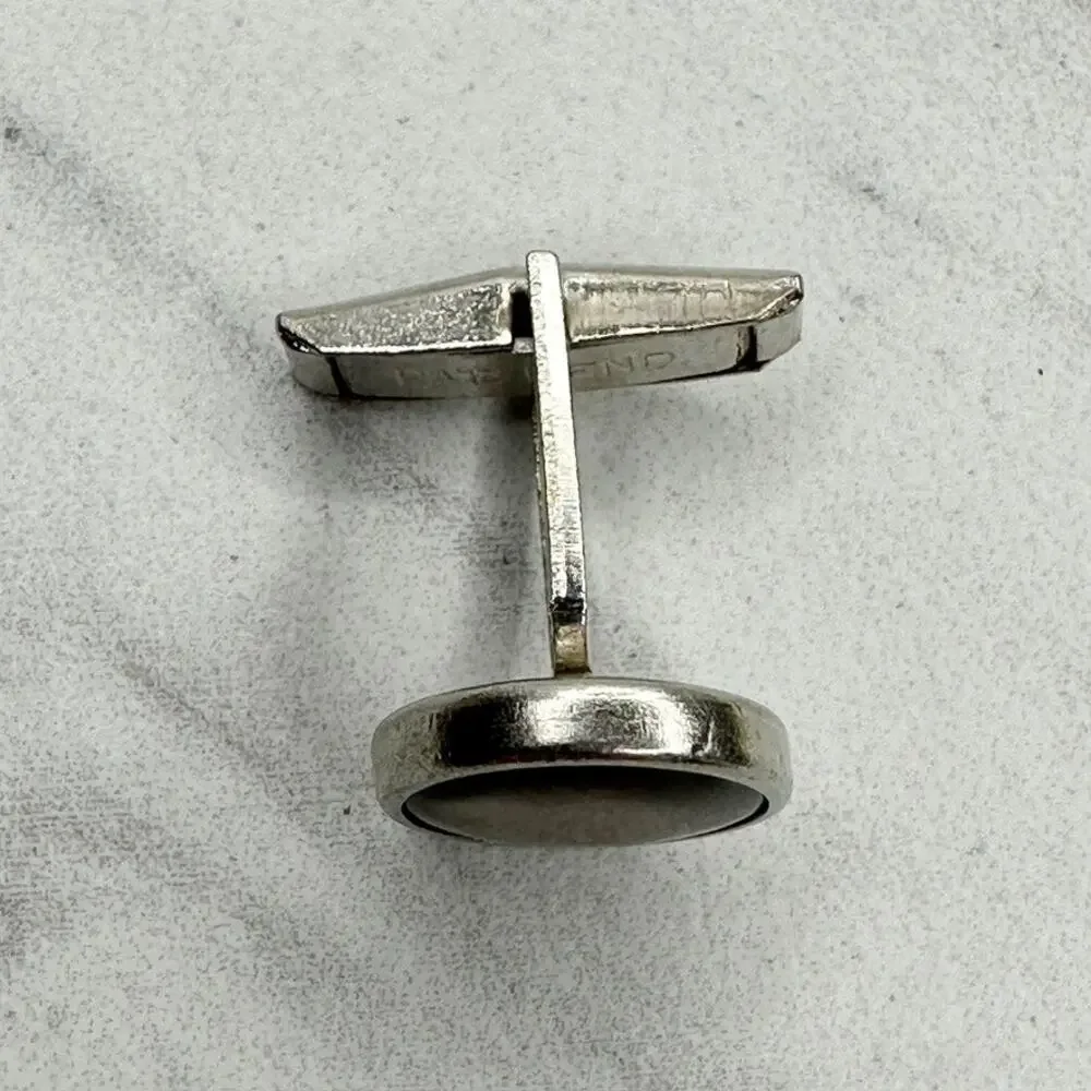 Vintage Single Cufflink Round Silver Tone Abalone Shell Toggle Back Pat Pend ✨
